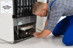 Repairman Making Refrigerator Appliance