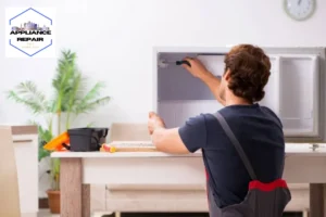 contractor repairing freezer