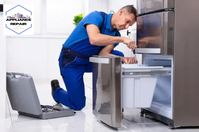 man repairing the freezer
