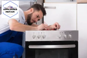 repairman repairing oven